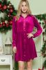 Rose Long Sleeve Ruffle Velvet Button Up Shirt Dress
