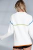 White Contrast Trim Half Zip Pullover Sweater