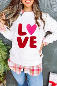 White Quilted Valentine Love Heart Shape Graphic Sweatshirt (size: (US 20-22)2XL)