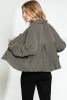 Blue Ribbed Striped Splicing Drop Sleeve Loose Shirt