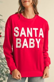 Red Glitter Santa Baby Christmas Sweatshirt (size: (US 12-14)L)