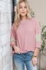 Light Pink Ribbed Colorblock Drop Sleeve Top