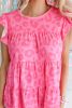 Pink Leopard Print Ruffled Sleeveless Tiered Boho Top