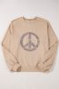 Pale Khaki Floral Peace Graphic Washed Plus Size Sweatshirt