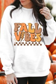 Beige FALL VIBES Graphic Drop Shoulder Sweatshirt (size: (US 20-22)2XL)