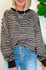 Black Stripe Drop Shoulder Long Sleeve Top