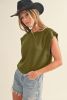 Guacamole Green Casual Rivet Round Neck T Shirt