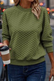 Green Solid Color Textured Raglan Sleeve Pullover Sweatshirt (size: (US 12-14)L)