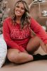 Racing Red MERRY Ribbed Long Sleeve Top and Shorts Plus Size Set