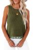 Green Tasseled Crochet Hollow-out Knit Tank Top