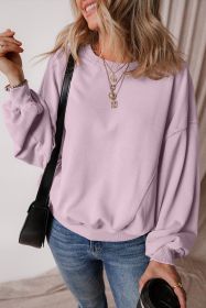Orchid Petal Exposed Seam Batwing Sleeve Drop Shoulder Sweatshirt (size: (US 12-14)L)