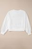 White TOUCH DOWN Rugby Graphic Pullover Sweatshirt