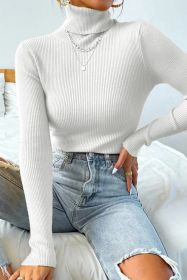 White Turtleneck Pullover Knit Top (size: (US 12-14)L)