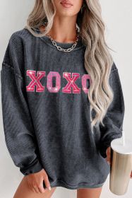 Gray Corded Valentine Sequin XOXO Graphic Sweatshirt (size: (US 18-20)2XL)