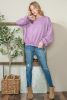 Purple Elastic Hem Lantern Sleeve Sweatshirt