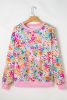 Pink Abstract Print Drop Shoulder Sweatshirt