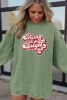 Grass Green Merry & Bright Sequin Ribbed Graphic Sweatshirt
