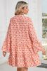 Orange Floral Button V Neck Bell Sleeve Mini Dress