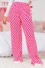 Pink Checkered Buttoned Shirt and High Waist Pants Set