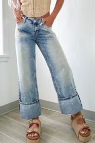 Myosotis High Rise Button Zip Washed Jeans (size: 10)