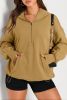 Brown Kangaroo Pocket Half Zipper Oversized Hoodie