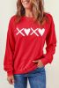 Red XOXO Heart Print Valentine Graphic Sweatshirt