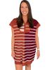 Brown Stripe Color Block Short Sleeve Quarter Zip Mini Dress
