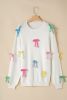 Beige Colorful Bowknot Crewneck Knit Sweater