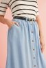 Mist Blue Fully Buttoned Long Denim Skirt