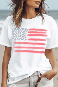 White American Flag Star & Stripe Graphic Crewneck Tee (size: (US 18-20)2XL)