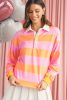 Yellow Colorblock Button Collared Sweatshirt