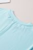 Light Blue Plain Loose Pocket Casual Tunic Long T-Shirt
