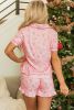 Pink Christmas Candy Cane Print Knotted Pajama Set