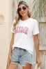 White MAMA Leopard Embroidered Crew Neck Graphic Tee