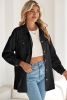 Black Corduroy Flap Pocket Button Up Shacket