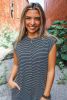 Black White Striped Button Sleeveless Jumpsuit