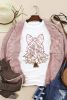 White Glittering Floral Bowknot Christmas Tree Printed T Shirt