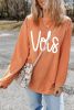 Orange Vols Letter Graphic Crinkle Ribbed Oversized Sweatshirt