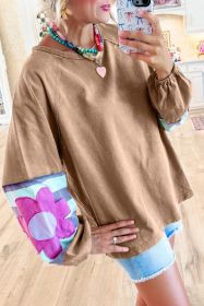 Dune Flower Patchwork Exposed Seam Raglan Sleeve Top (size: (US 20-22)2XL)