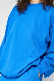 Sky Blue Plain Round Neck Loose Fit Sweatshirt (size: (US 12-14)L)