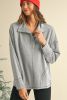 Light Grey Exposed Seam Collared Pocketed Loose Sweatshirt