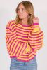 Orange Striped Bubble Sleeve Loose Sweater
