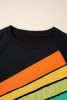 Black Rainbow Colorblock Plus Size Sweatshirt