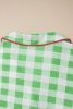 Green Plaid Print Piping Trim Long Sleeve Plus Size Pajama Set
