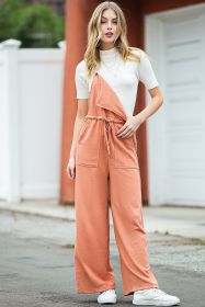Orange Pocketed Drawstring Wide Leg Overalls (size: (US 18-20)2XL)
