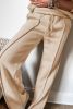 Apricot Seamed Zipper Jacket and Drawstring Waist Pants Set