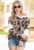 Multicolor Leopard V Neck Patchwork Long Sleeve Top