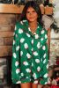 Green Christmas Santa Claus Satin Shirt and Shorts Pajama Set