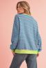 Green Stripe Contrast Edge Oversized Sweatshirt