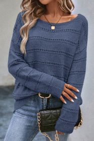 Real Teal Boat Neck Drop Shoulder Pointelle Knit Sweater (size: 1-2-2-2)